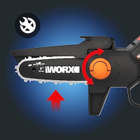 WORX WG325E Nitro Profesionální mini bezdrátová řetězová pila 20 V - Jednoruční větevní pila - Silný bezkartáčový motor - 12 cm 